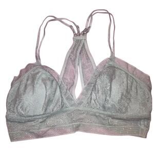 AERIE POP! silver lace Racerback bralette light padding size L